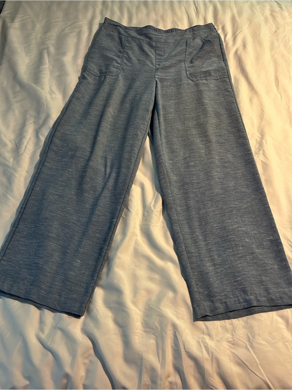 Wide Leg Blue Knit Lounge Pants